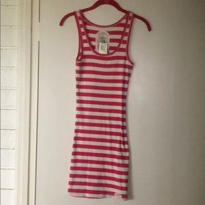 NWT-Superdry tank dress, sz M, white/coral stripes